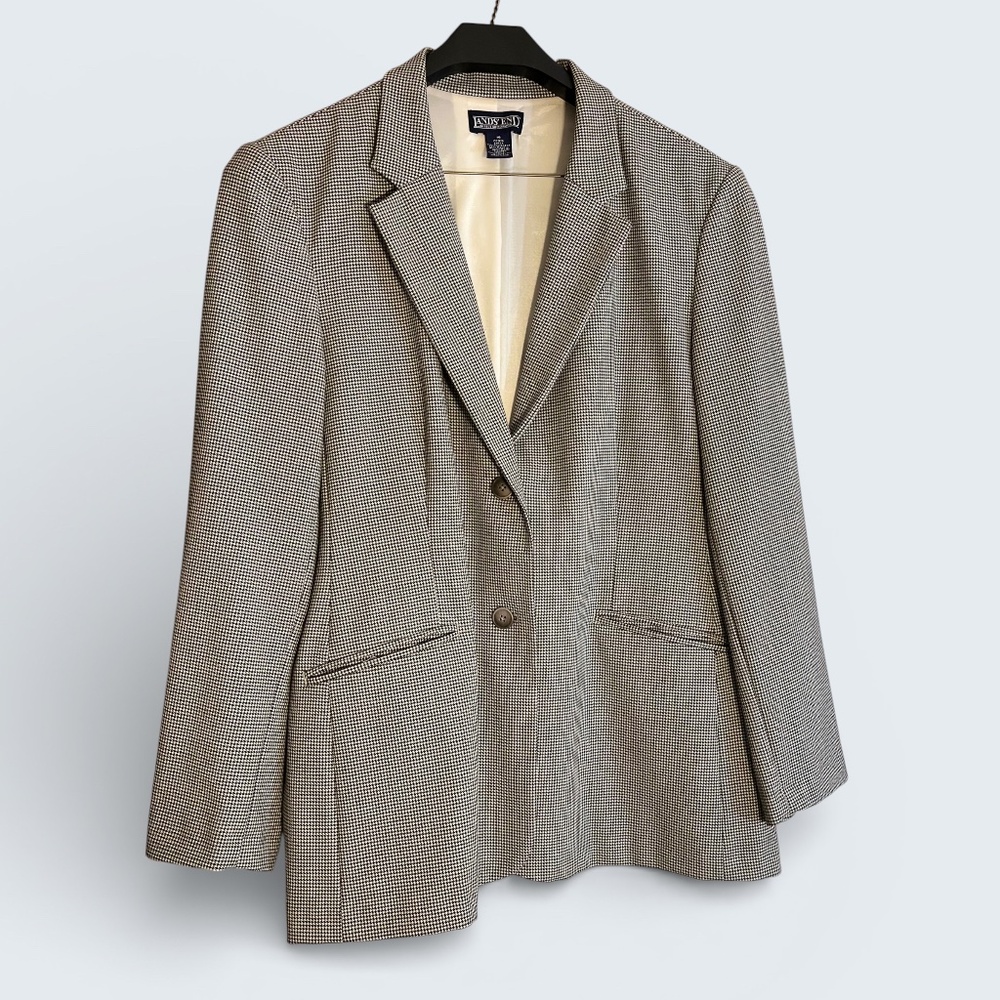 Lands' End Three-Season Fine-Check Houndstooth Blazer 16P